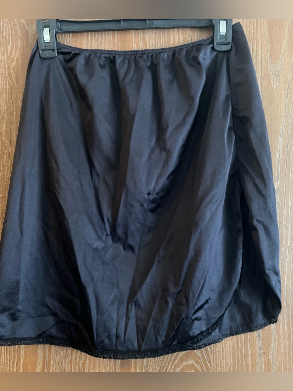 Vintage Bali black nylon slip skirt with slit Small